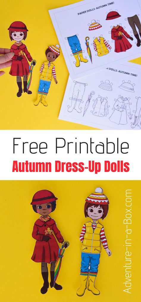 Get these free printable dress-up paper dolls ready for the fall! A great paper craft to get kids into the autumn mood. #autumn #papercraft #homeschool #teacher #paperdoll #preschool #autumncraft Paper Doll Costume, Printable Paper Dolls, Imagination Play, Dolls Printable, Free Printable Paper Dolls, Paper Doll Printable Templates, Winter Paper, Jumping Jack, Mermaid Crafts