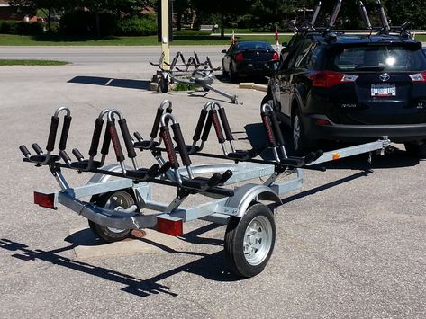 The perfect trailer for transporter your kayaks - Kayak-ity-Yak has them, and the Malone line of accessory transport & storage solutions Kayak Mods, Kayak Transport, Kayak Equipment, Kayak Ideas, Oregon Camping, Kayak Fishing Accessories, Kayak Cart, Kayak Storage Rack, Kayak Trailer