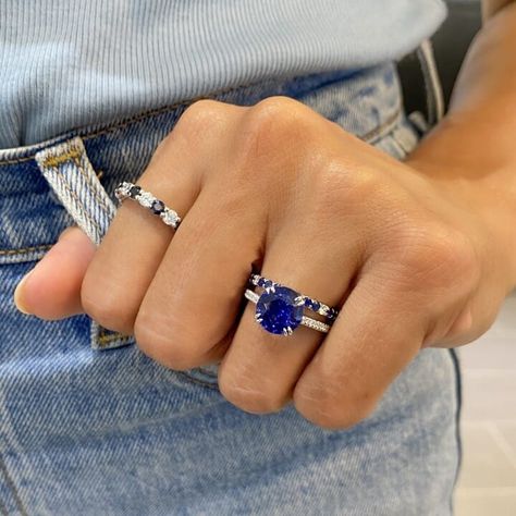 Sapphire and Diamond Shared Prong Eternity Band flat Sapphire Engagement Ring Set Gold, Sapphire Wedding Ring Stack, Sapphire Diamond Wedding Band, Sapphire Wedding Ring Set, Diamond And Sapphire Ring, Sapphire Wedding Ring, Sapphire Wedding Rings, Sapphire Wedding, Whimsical Wedding