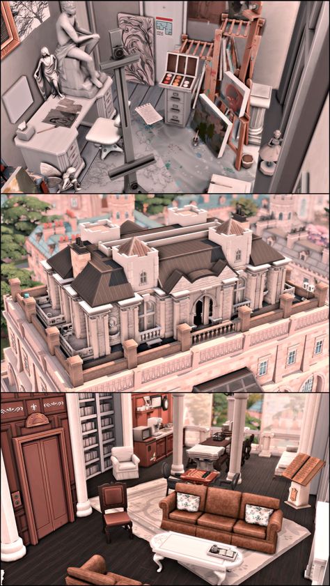 Sims 4 Student Cc, Sims 4 Instagram, Ts4 Lots, Cc The Sims 4, Sims Inspiration, Building Inspiration, Cc Folder, Sims Houses, Sims Builds