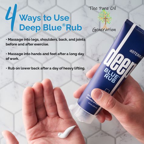 Doterra Deep Blue Rub, Deep Blue Doterra, Deep Blue Rub, Blue Products, Doterra Diffuser, Doterra Diffuser Blends, Essential Oil Education, Essential Oil Companies, Doterra Essential Oils Recipes