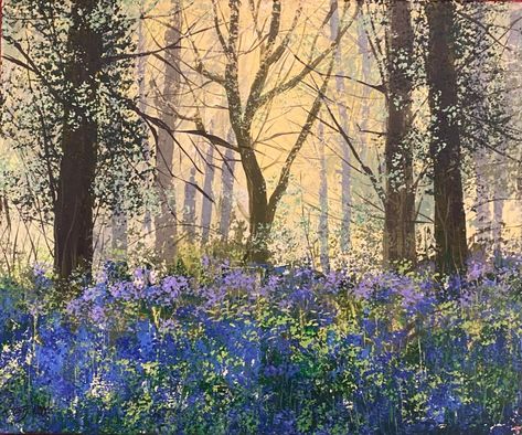 Bluebell Highlight Bluebell Art, Bluebell Painting Acrylic, Bluebells Painting, Bluebells Watercolor, Bluebells Watercolour, Bluebell Woods Painting, Bluebell Woods Photography, Acrylic Artwork, Art Things