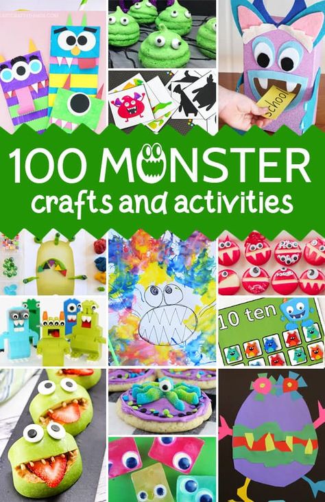 Monsters don't have to be scary, in fact these monster crafts and activities are all totally friendly and super fun! So many cute monster craft ideas for toddlers, preschoolers, prek, kindergartners, grade 1, and grade 2 students. Use these with a monster theme, weekly them, for Halloween, or as a fun educational book extension. Monster Crafts For Kids, Feed The Monster, Monster Activities, Monster Craft, Monster Crafts, Monster School, Monster Theme, Fun Math Games, Classroom Theme