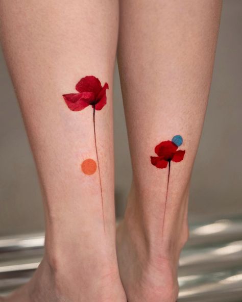 Poppy Tattoo Thigh, Flower Tattoos Poppy, Poppy Tattoos For Women, Fine Line Poppy Tattoo, Red Poppy Tattoo, Poppy Tattoos, Heart Flower Tattoo, Poppy Flower Tattoo, Poppy Tattoo