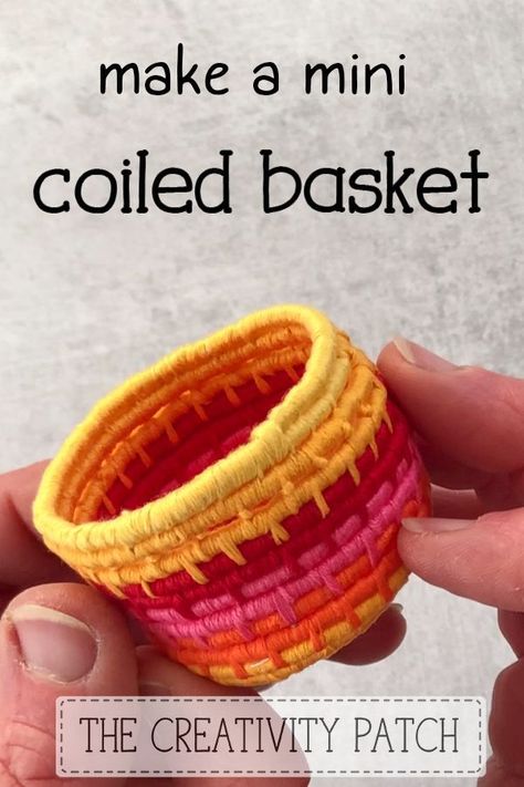 Macrame With Embroidery Floss, Embroidery Floss Projects, Embroidery Floss Crafts, Basket Tutorial, Basket Weaving Diy, Yarn Basket, Coiled Fabric Basket, Coiled Rope, Cadeau Parents