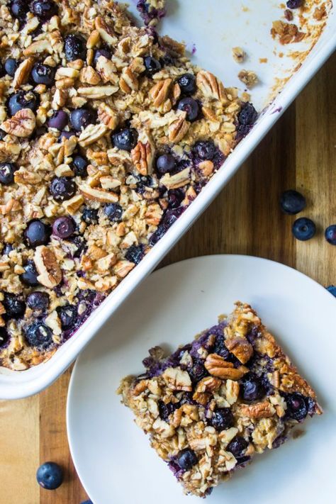 This Blueberry Pecan Baked Oatmeal recipe is the BEST baked oatmeal recipe and the ultimate make it ahead breakfast idea. Perfect for breakfast and brunch, this Blueberry Pecan Baked Oatmeal is made with a handful of healthy ingredients and is a comforting breakfast choice you can be proud of! Best Baked Oatmeal, Pecan Baked Oatmeal, Pecan Oatmeal, Heart Healthy Breakfast, Blueberry Oatmeal Bake, Healthy Breakfast Choices, Baked Oatmeal Healthy, Baked Oatmeal Recipe, Back To School Breakfast