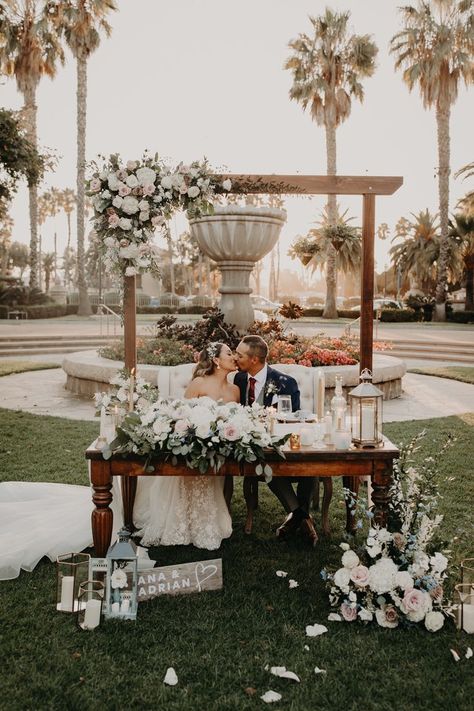 Carousel House Wedding in Santa Barbara— SoCal Wedding Photographer | Head table wedding, Bride groom table, Sweetheart table wedding Wedding Table For Bride And Groom Decor, Head Table Wedding Decorations Outdoor, Wedding Table Decorations For Bride And Groom, Sweetheart Wedding Table Ideas, Candelabra Sweetheart Table, Sweetheart Table Wedding Farm Table, Bride And Groom Table Greenery, Groom And Bride Table Rustic, Main Table Wedding Backdrops