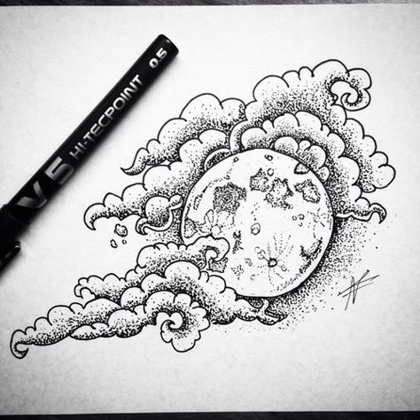 art, clouds, and drawing image Cloud Tattoo, Nose Drawing, Seni Dan Kraf, Tattoo Design Drawings, Pen Art, Cool Art Drawings, Moon Tattoo, Art Drawings Simple, Tattoo Sketches