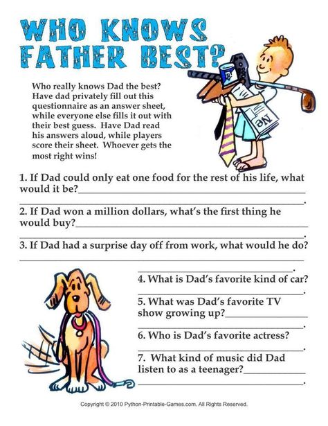 Who Knows Father Best Printable Fathers Day Games Fathers Day Games, Gifts Grandparents, Fathers Day Post, Quotes Father, Father's Day Games, Printable Party Games, Father's Day Activities, Gifts Girlfriend, Father's Day Printable