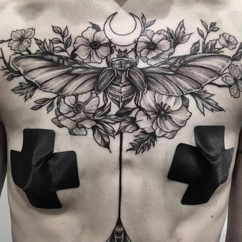 My new scarab floral chest piece tattoo! By the only Jude le tronik Scarab Tattoos, Floral Chest Piece, Chest Piece Tattoo, Tatts Ideas, Scarab Tattoo, Piece Tattoo, Tattoo Chest, Male Chest, Chest Piece Tattoos