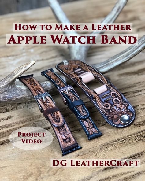 Don Gonzales, Diy Watch Band, Diy Leather Tools, Leather Tooling Patterns, Diy Leather Projects, Tooling Patterns, Leather Apple Watch Band, Apple Band, Apple Watch Bands Leather