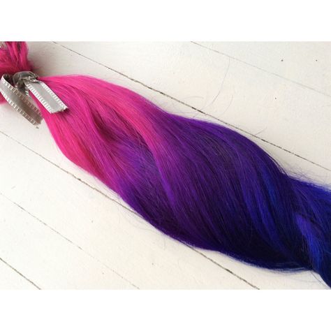 Ombre Hair Extensions Purple Ombre Pink Hair Purple Hair Blue Hair... ($255) ❤ liked on Polyvore featuring beauty products, haircare, hair styling tools, hair, bath & beauty, hair care, hair extensions and silver Ombre Pink Hair, Purple And Blue Hair, Blue Hair Extensions, Hair Product Organization, Newspaper Dress, Hair Extension Care, Purple Ombre Hair, Blue Ombre Hair, Vibrant Hair