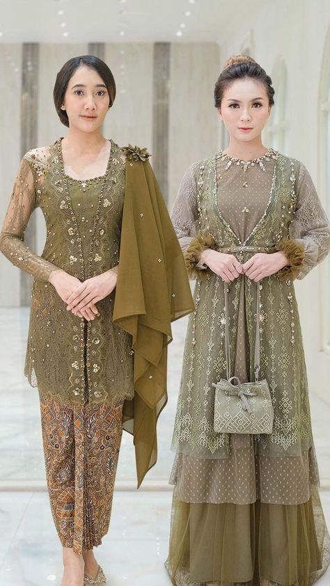 Kebaya Modern Hijab Brokat, Inspirasi Kebaya Bridesmaid Hijab, Model Kebaya Brokat Modern Hijab, Kebaya Viscose, Hijab Wedding, Model Dress Kebaya, Kebaya Lace, Model Kebaya Tile Modern, Batik Dress Modern