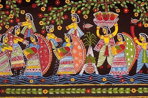 Tikuli Art, Madhubani Designs, Madhubani Motifs, Madhubani Paintings Peacock, Phad Painting, Mural Art Design, Madhubani Paintings, Kalamkari Painting, Kerala Mural Painting