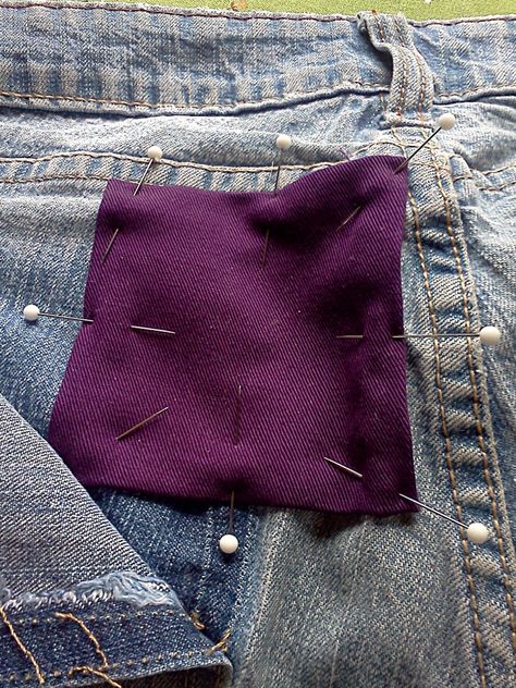 How to Mend a Tear Around a Pocket - Shiny Happy World How To Patch Jeans Back Pocket, Visible Mending Jeans, Jean Mending, How To Patch Jeans, Mending Clothes, Sewing Jeans, Visible Mending, Denim Ideas, Different Stitches