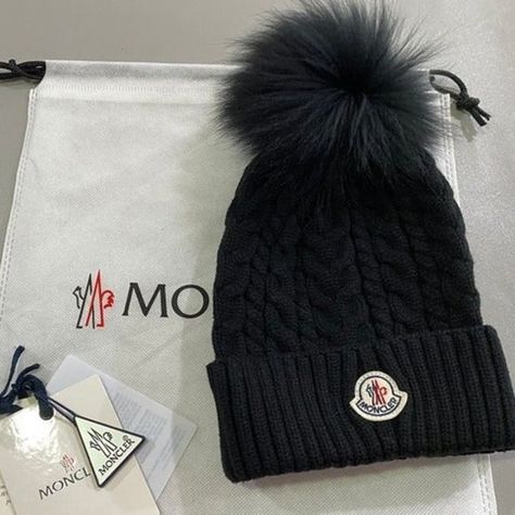 Moncler rib-knit beanie with pompom Hat Moncler Beanie, Bobble Hat, Bobble Hats, Pom Pom Hat, Knit Beanie, Women Style, Peas, Patch Logo, Rib Knit