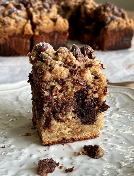 Marbled Banana Streusel Coffee Cake Banana Coffee Cakes, Streusel Coffee Cake, Banana Coffee, Cinnamon Streusel, Thanksgiving 2024, Wet Sand, Chocolate Swirl, Banana Flavored, Banana Cake