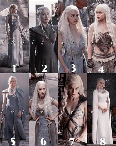 Daenerys Targaryen Fashion, Danaerys Targaryen Outfit, Danerys Targarian Costume Halloween, Got Daenerys Dresses, Deanery Targaryen Outfit, Daenerys Outfits Inspiration, Fantasy Gowns Warriors Dragon, Game Of Thrones Daenerys Outfits, Danaerys Targaryen Dresses