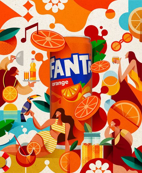 Fanta :: Behance Chicken Little, Diy Abstract Canvas Art, Event Poster Design, Principles Of Art, Usa Art, Creative Poster Design, Graphics Inspiration, Abstract Canvas Art, Illustration Character Design