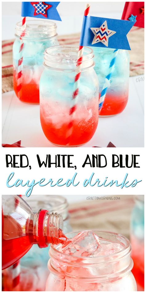 Red White Blue Drink, Cousins Trip, Patriotic Drinks, Fourth Of July Drinks, Kids Drinks, Kids Drink, Pool Drinks, Blue Drink, Layered Drinks