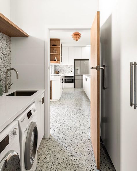 The attention to detail and impeccable design in this gorgeous home by @mjharrisgroup is inspiring 💫 Captured by the talented @joel.noon #terrazzo #terrazzotiles #perinitiles #tilesamples #homereno #interiordesign #laundryrenovation #kitchenreno #terrazzosplashback Terrazzo Utility Room, Laundry Room Terrazzo, Laundry Terrazzo, Terrazzo Laundry Room, Terrazzo Laundry, Laundry Tiles, Laundry Combo, Outdoor Laundry Rooms, Outdoor Laundry