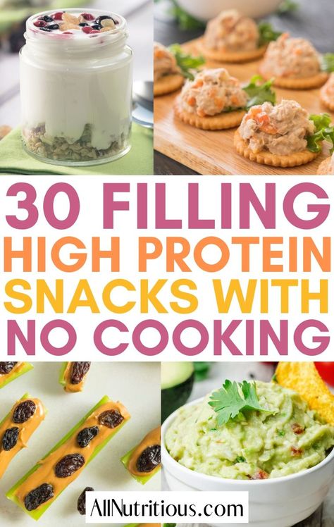 Easy Protein Snacks, Healthy High Protein Snacks, Snack Sani, Quick Protein, Healthy Protein Snacks, Quick Healthy Snacks, Protein Lunch, Healthy High Protein Meals, No Cooking