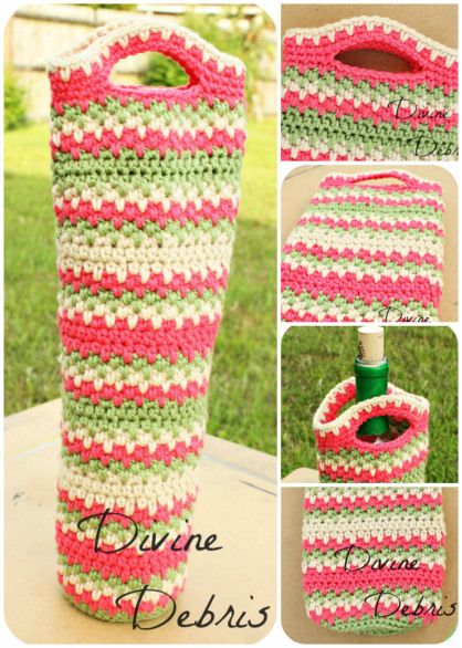 Willow Bottle Holder Pattern by Divine Debris Wine Bag Pattern, Crochet Wine, Bottle Cozy, Crochet Water Bottle Holder, Wine Bottle Gift Bag, Crochet Basket Pattern Free, Bottle Cozies, Cozy Pattern, Cozy Crochet Patterns