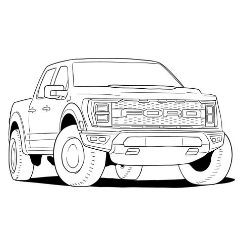 How to draw a 2023 Ford F-Series F-150 Raptor Raptor Sketch, Simple Car Drawing, Chucky Drawing, Truck Drawing, Raptor Truck, 39 Steps, Kawaii Cat Drawing, Drawing Legs, Ford Ranger Raptor