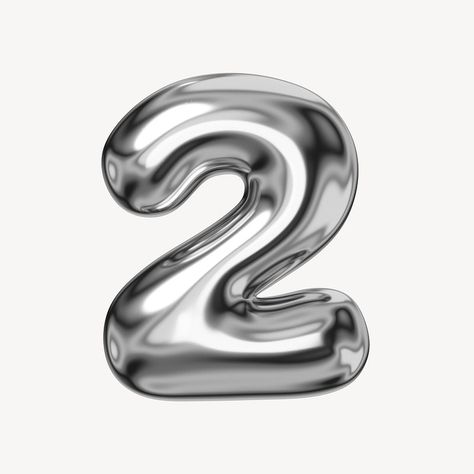 1 number one, 3D chrome | Premium PSD - rawpixel Chrome Numbers, Silver Typography, Numbers Typography, Bubble Letter Fonts, 3d Chrome, Metal Numbers, Font Bubble, Instagram Font, 3 Number