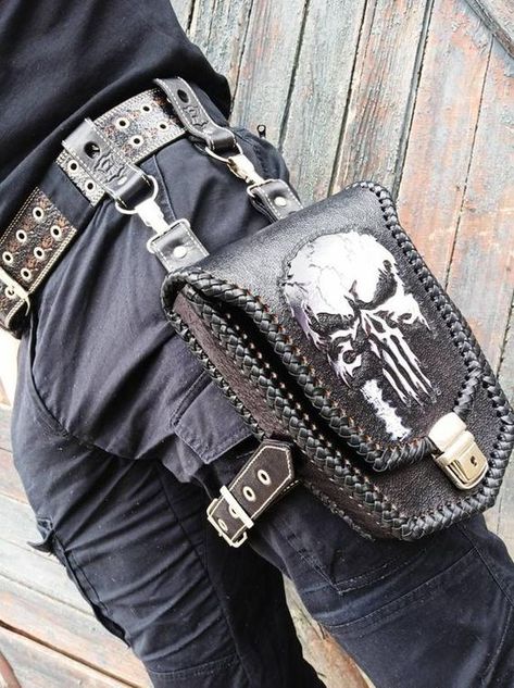 Holster Purse, Leg Holster, Leather Utility Belt, Purse Diy, Thigh Bag, Thigh Holster, Tooled Leather Bag, Leg Bag, Leather Mask