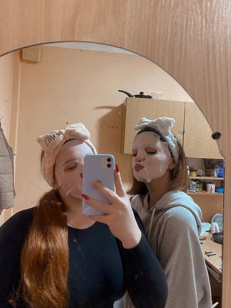 #photo #friend #mask #care #aesthetics #atmosphere With Girlfriend, Evening Routine, Sleep Eye Mask, Mirror Selfie, Mask, Beauty