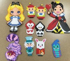 Alice In Wonderland Perler Beads, Hama Beads Disney, Hama Disney, Perler Bead Designs, Melt Beads Patterns, Perler Creations, Own Character, Pixel Beads, Pearl Beads Pattern