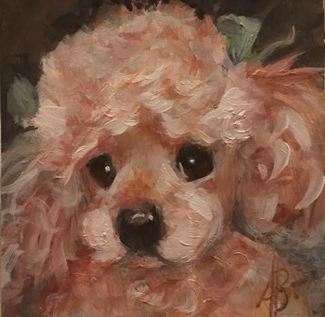 Poodle Painting, Teacup Poodle, Dog Portraits Painting, Pet Paintings, Chair Diy, Art Masterpieces, Tea Cup Poodle, Puppy Art, Dog Artwork