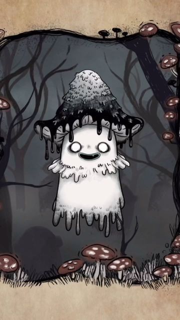 Stephanie Bayles 🖤 Illustrator on Instagram: "#mushroom #ghost #mabsdrawlloweenclub2022 #mushroomart #dailydrawing" Drawing Ghost Cute, Ghost Mushroom Drawing, Spooky Mushroom Drawing, Mushroom With Face, Scary Mushroom, Stephanie Bayles, Creepy Mushroom, Halloween Mushrooms, Cute Ghost Art