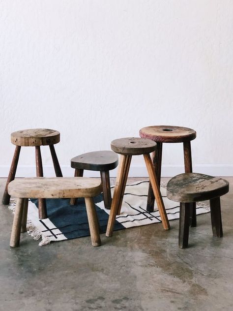 Minimalist Wood Furniture, Rustic Stools, Interior Design Minimalist, Vintage Stool, Modern Houses Interior, Wood Stool, Wooden Stools, Minimalist Home Decor, Start Now