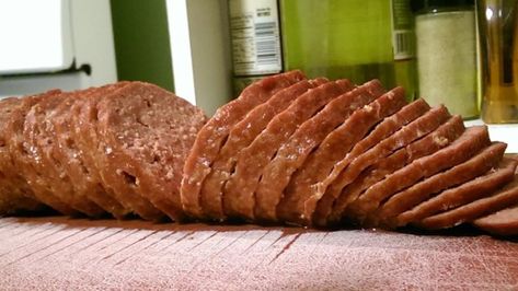 Real Homemade Bologna Recipe - Allrecipes.com Homemade Bologna, Diy Sausage, Meat Preservation, Bologna Recipes, Homemade Jerky, Homemade Sausage Recipes, Sausage Making, Homemade Sandwich, Homemade Lunch