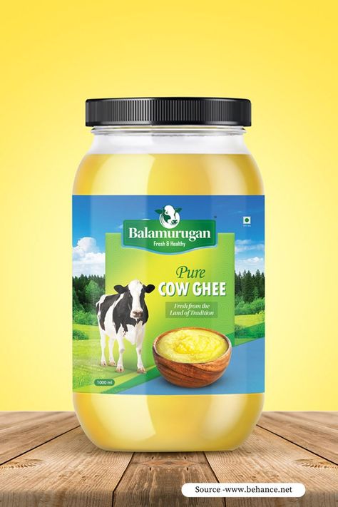 Premium Cow ghee label design in yellow colour. #Cowgheelabeldesign #gheepackaging #gheelable #Gheelabeldesign #Premiumgheelabeldesign Ghee Packaging Design, Dairy Products Packaging Design, Rice Packaging, Cow Ghee, Graphics Design Ideas, Dairy Products, Yellow Colour, Design Strategy, Design Advertising