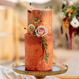 Orange Wedding Cake, Gold Cake Stand, Summer Wedding Cakes, Bridal Shower Cakes, Amazing Wedding Cakes, Wedding Cake Rustic, Rustic Wedding Cake, Fall Wedding Cakes, Rustic Cake