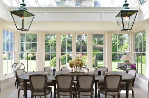 Orangery Dining Room, Orangery Interior, Sunroom Dining Room, Interior Dining Room, Kitchen Orangery, Orangery Conservatory, Sunroom Dining, Conservatory Interior, Orangery Extension