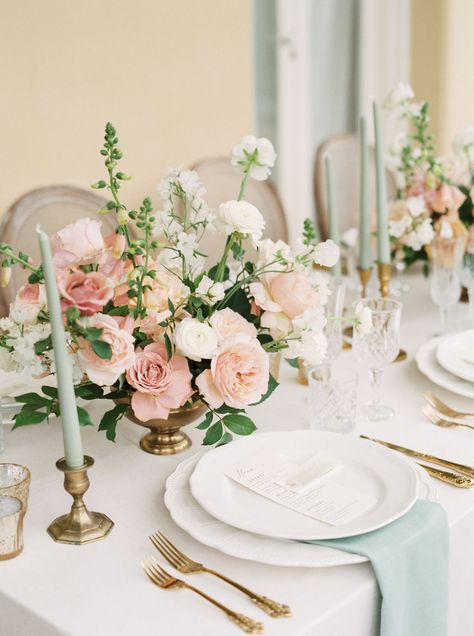 Garden Wedding Inspiration with Provençal charm | Bowral Wedding Inspiration Old World Wedding, White Table Runner, Formal Table Setting, Blush Wedding Flowers, Velvet Rose, Garden Wedding Inspiration, Wedding Table Flowers, Flower Studio, Pink Garden