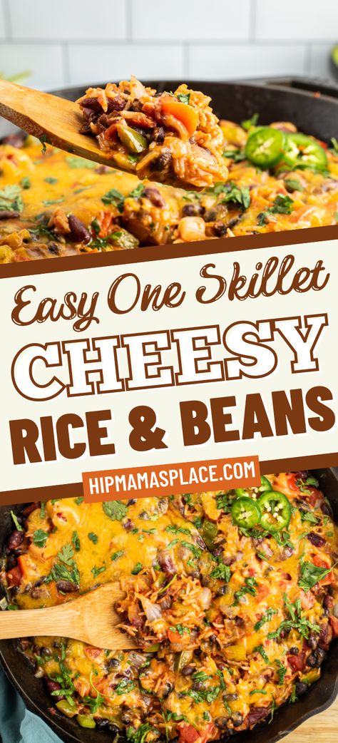 Cheesy Rice And Beans, Recipes With Rice And Beans, One Pot Beans And Rice, Rice And Bean Recipes, Prepped Pantry, Pre Made Meals, Rice And Beans Recipe, Clean Dinners, Cheesy Rice