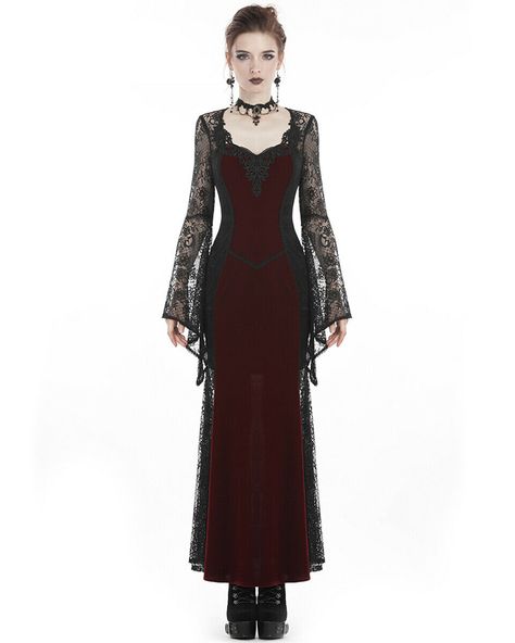 Velvet Gothic Dress, Long Gothic Dress, Red Gothic Dress, Black Goth Dress, Goth Prom Dress, Steampunk Witch, Black Gothic Dress, Goth Prom, Vampire Dress