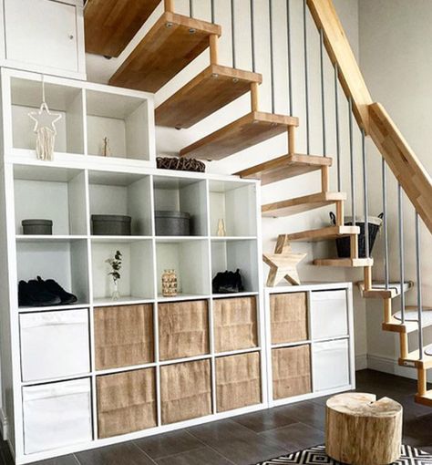 The best IKEA furniture hacks on Instagram to try during lockdown | HELLO! Under Stairs Storage Ikea, Ikea Under Stairs, Ikea Bedside Cabinets, Stair Hacks, Ikea Sideboard, Under Stairs Storage Solutions, Ikea Shelving Unit, Ikea Bookcase, Staircase Storage