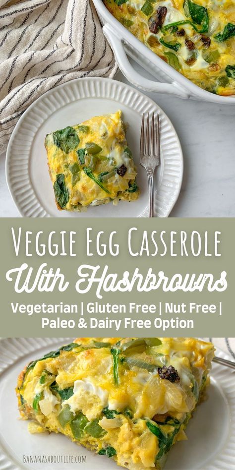 veggie egg casserole Egg Casserole With Hashbrowns, Dairy Free Egg Casserole, Veggie Egg Casserole, Egg And Veggie Casserole, Whole 30 Breakfast Casserole, Healthy Egg Casserole, Vegetarian Egg Casserole, Casserole With Hashbrowns, Dairy Free Breakfast Casserole