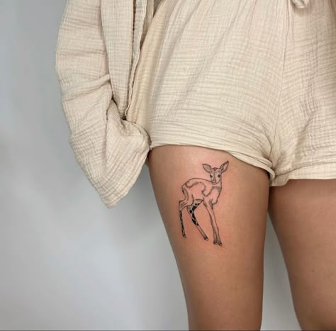 Deer Tattoos For Women, Baby Deer Tattoo, Fawn Tattoo, Tattoo Ideas Drawings, Deer Tattoos, Tattoos Symbols, Tattoo Thoughts, Tiny Tats, Funky Tattoos