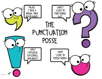 Use this fun anchor chart/poster to help your students learn about punctuation. Key Details Anchor Chart Second Grade, Punctuation Anchor Chart 2nd Grade, Types Of Writing Anchor Chart, Theme Anchor Chart 2nd Grade, Long A Anchor Chart, Inflectional Endings Anchor Chart, Hanging Anchor Charts, Noun Anchor Chart, Pronoun Anchor Chart