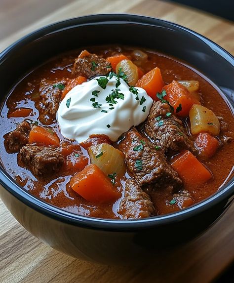 Hungarian Goulash Hungarian Stew, Hungarian Goulash, Hungarian Cuisine, Beef Stew Meat, Caraway Seeds, Stew Meat, Hearty Stews, Tender Beef, Goulash