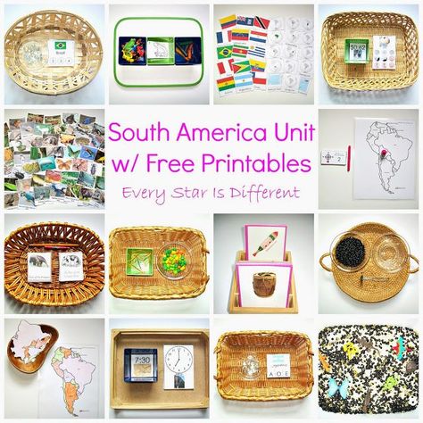 lots of printables for South America free Country Activities, South America Continent, Continents Activities, Free Printables For Kids, Montessori Geography, America Theme, Geography For Kids, Geography Activities, South America Map