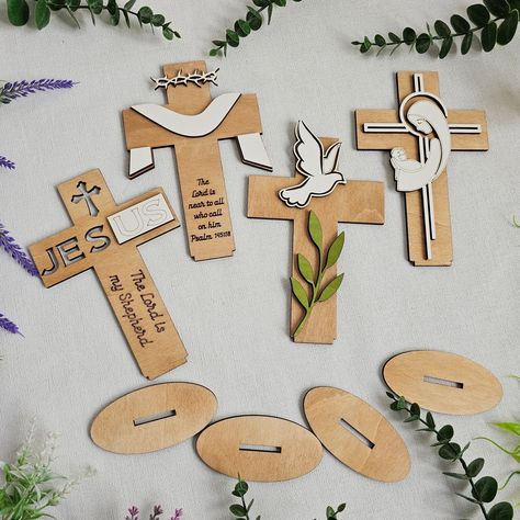 Christian Jesus Santa Maria Cross layered Digital File SVG DXF Download instant Bundle Religious Laser Cut Glowforge Laser Machine Projects, Laser Engraved Earrings, Wood Laser Ideas, Button Click, Laser Engraved Wood, Woodworking Projects That Sell, Purchase Order, 3d Laser, Laser Cut Files