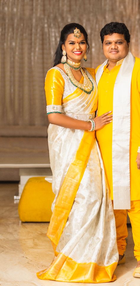 Mugdha kanchipattu silks Yellow Pattu Saree, Saree For Bride, Silver Zari Saree, Zari Saree, Bride Hairstyle, Blouses Designs, Maggam Work Designs, Pattu Saree Blouse Designs, Traditional Silk Saree